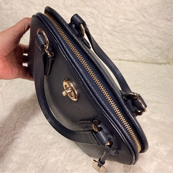 Coach Prince Street Mini Satchel Crossgrain Leather Blue - Picture 6 of 15